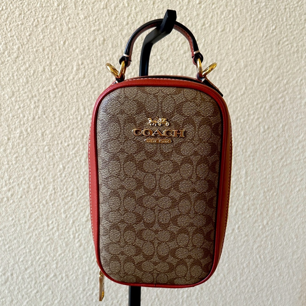 Coach Signature Brown and Reddish Brown Crossbody Bag